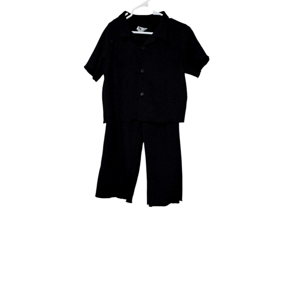Cotton On Kids Two Piece Set Black Button Down Top and Wide Leg Pant Size 6T - Picture 1 of 14